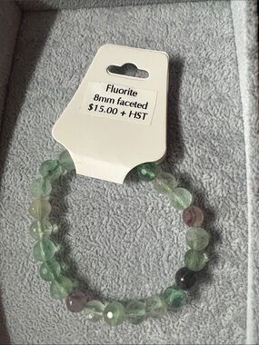 Fluorite Faceted 8mm Bead Stretch Bracelet - Green Multi